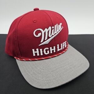 Miller Lite Embroidered Snapback Rope Retro Hat Cap Maroon Gray New‎